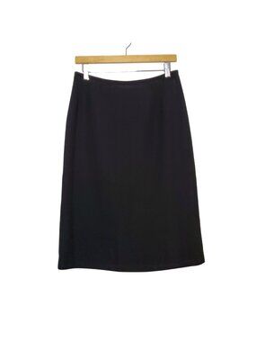 Jones Wear Black Midi Skirt Size 8 Polyester Fully Lined Back Slit Zipper Closur